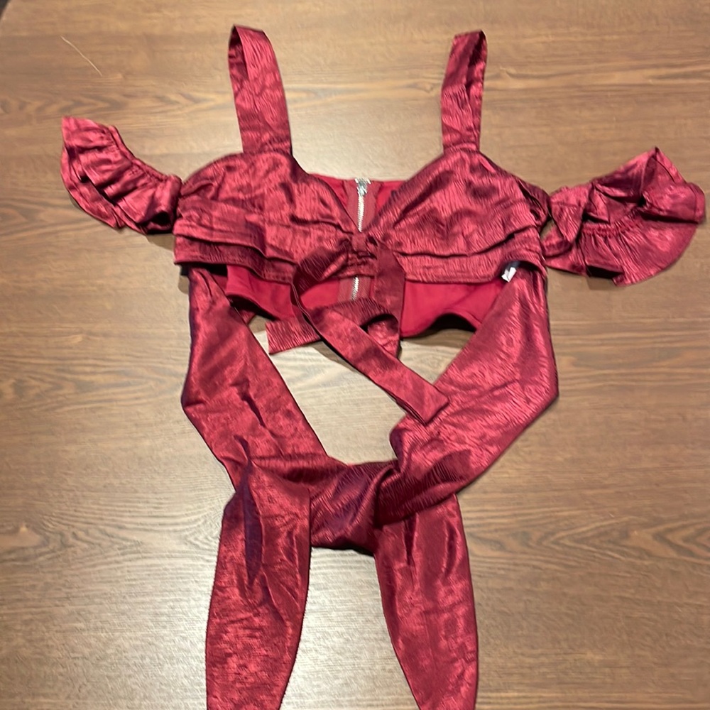 Red satin top - size 4 - nasty gal